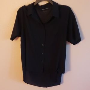 High low French Connection navy blue button up